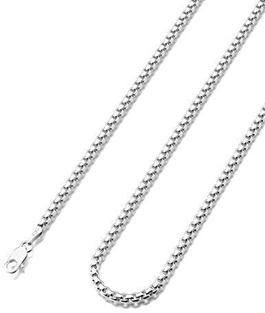 Waitsoul 925 Sterling Silver Box Chain Lobster Clasp 2mm Silver Chain for Women Men Silver Necklace Chain 16-30 Inches (16)