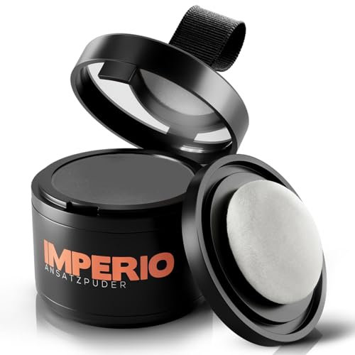 IMPERIO - Polvere per l’attaccatura dei capelli, correttore per la calvizie, effetto infoltimento dei capelli, unisex, resistente all'acqua, 4 g (grigio scuro)