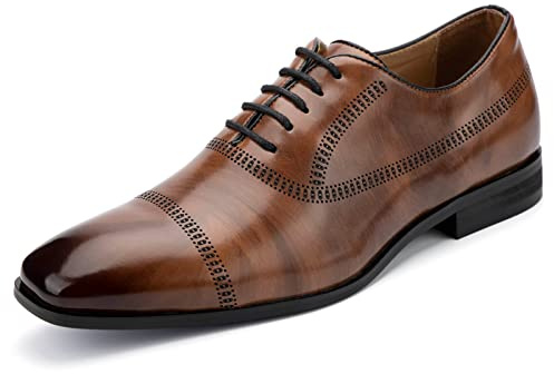 MEIJIANA Homme Oxfords Chaussure Homme Ville Cuir Business Chaussures à Lacets ete Chaussure Homme Mariage, Marron-2, 41 EU (8 UK)
