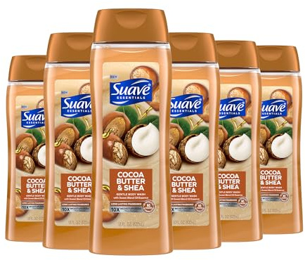 Suave Moisturizing Body Wash, Cocoa Butter and Shea with Vitamin E Extract, No Parabens, No Phtahaltes, 18 Oz Pack of 6