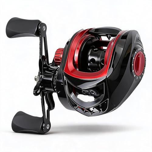 Mulinello da Pesca Baitcaster Potente a Lancio Lungo in Metallo con Funzione Anti-esplosione, Rapporto di Trasmissione 7,2:1, Forza Frenante di 8 Kg per Acqua Salata e Acqua
