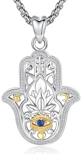 CELESTIA Davidsstjärna fatma hand dåligt öga hänge halsband dam silver 925 smycken skydd amulett gåva lyckoamulett dam, m, Metall, Kubisk zirkonia