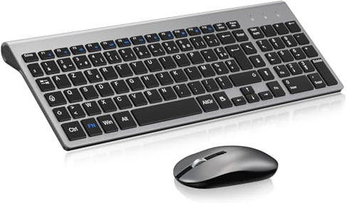 Ensemble Clavier et Souris sans Fil, cimetech Claiver AZERTY Français, Combo Clavier et Souris, Set Silencieux avec Récepteur Nano USB 2.4GHz, Compatible avec Windows/MacOS, Windows PC Laptop - Gris