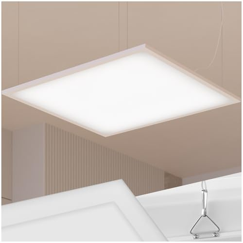 tectake® LED Paneel 62 x 62 cm, ultraflach, als Wand- und Deckenleuchte, warmweiß, für indirekte Beleuchtung, Weiß