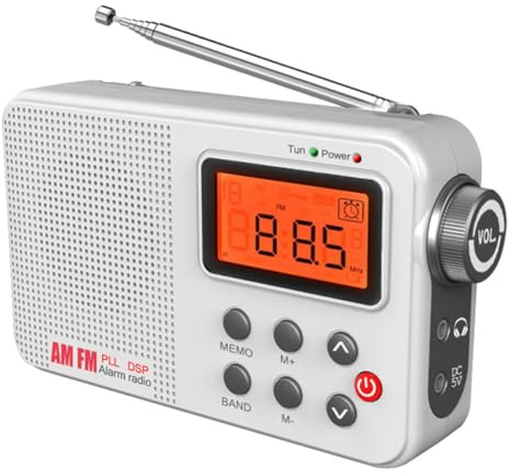 Uxsjakjsd Radio Retro con Pilas/Enchufable, Receptor FM, Am y SW, Pantalla LCD, Reloj Despertador, Radio Multibanda.