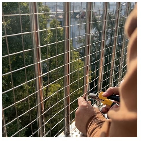 Stainless Steel Mesh Wire Grid 30mm/1.5mm Bird Garden Fencing Durable Outdoor Netting for Stairs Balcony Farm 0.9x2m Garden Protection Solution