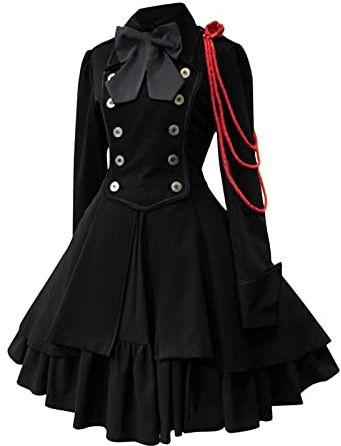 Déguisement Halloween Femme, Manteau Femme de Steampunk Gothique, Robe Rétro Médiévale Femmes Renaissance,Veste Chic Vintage Grande Taille pour Carnaval Halloween Fête Cosplay Victorie Dress