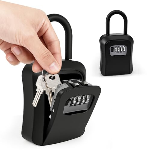 Leyrens Schlüsseltresor mit Zahlencode Aussen, Schlüsselkasten mit 4 Stellig Code, Schlüsselversteck mit abnehmbar Bügel, Wasserdichte Schlüsselschloss Box für Ersatz Hau Schlüssel, Garagen