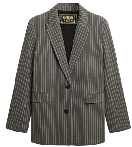 Superdry Veste Pinstripe Boyfriend Blazer Grey Pinstripe, taille 8
