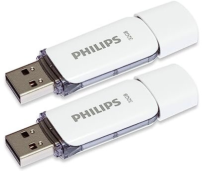 Philips Snow Edition 2.0 USB-Flash-Laufwerk USB-Stick 2X 32GB für PC, Laptop, Computer Data Storage, Lesegeschwindigkeit bis zu 23 MB/s