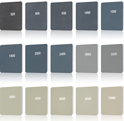 15 Stück 5 x 5 x 0,35 cm Schleifpads Micro Gitter Gepolstert Schleifpads Polieren Weich Mess Stift Schleifen Kit von 320 bis 12000 Grütze Doppelseitig zum Schleifen von Kunststoff von Acryl