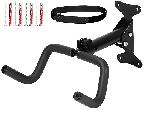 Mimoke Soporte de pared para bicicleta, ángulo y distancia de pared ajustables, plegable, para bicicleta de montaña, de carreras o garaje, 34cm*26cm, Negro