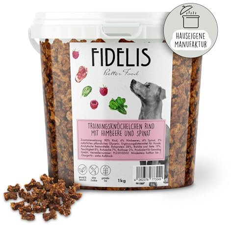 Trainingsknöchelchen Rind mit Himbeeren und Spinat (1kg-Eimer)