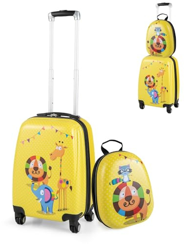 SOARS Valise Enfant, 18 Valise Cabine Enfant + 12 Sac à Dos, Transportable dans l’Avion, avec Poignée et Sangles Réglables, Matériau Sûr et Robuste, Léger de 2,7 KG, Valise Enfant Garçon 3-12 Ans