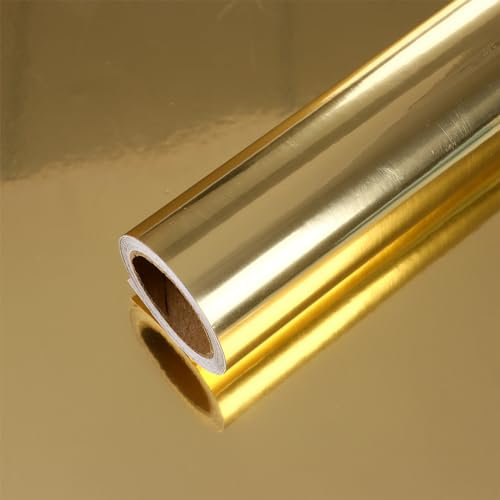 VEELIKE Papel Adhesivo Oro Metálico Reflectante Papel Pintado Autoadhesivo Dorado Papel Adhesivo para Muebles Papel de Pared Decorativo Salon Papel Pared Dormitorio Papel Tapiz Cocina 40cm×300cm