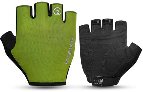 INBIKE Gants Velo VTT Cyclisme Homme et Femme pour Cycliste Été Moto Cross BMX Trotinette Electrique Rembourrés 3mm Gel Anti-Choc Respirant Vert XL