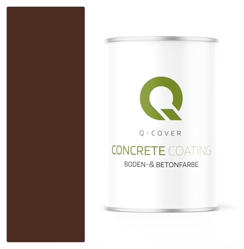 Q-COVER Bodenfarbe Betonfarbe Braun 0,9L Garagenboden Bodenbeschichtung für Innen Kellerfarbe Fußbodenfarbe