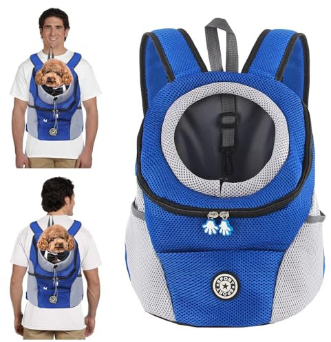 PETCUTE Hundetragerucksack,Verstellbarer Haustier Rucksack für Kleine Hunde und Katzen,Gepolsterter Schultergurt,Wasserdichter Boden,Atmungsaktiv,Haustier-Fronttasche mit Sicherheitshaken,zum Wandern