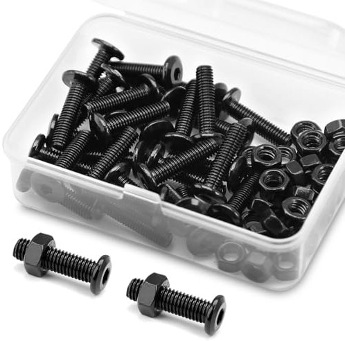 30 Juegos M5 x 16mm Kit de Pernos y Tuercas de Cabeza Hueca Hexagonal Redonda Plana 304 Acero Inoxidable Óxido Negro, Tornillos Para Muebles