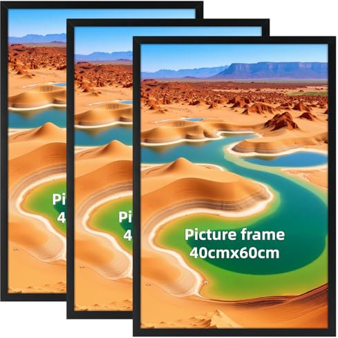 Vasemouh Cornice 40x60, Portafoto da Parete, Perfetto per Casa Ufficio, Cornice Nera in Alluminio, Set da 3 Pezzi