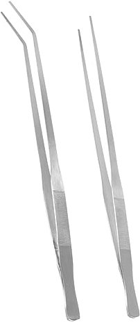 HAPINARY 2stücke Edelstahl-pinzette Für Aquarium Pflanzen Gerade Und Gebogene Spitze Wasserpflanzenpinzette Aquarienwerkzeug Rostfrei Polierte Oberfläche