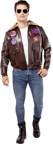 Funidelia | Giacca da aviatore - Top Gun per uomo Pilota, Aviatore, Professioni - Costume per Adulto e accessori per Feste, Carnevale e Halloween - Taglia M - Verde scuro