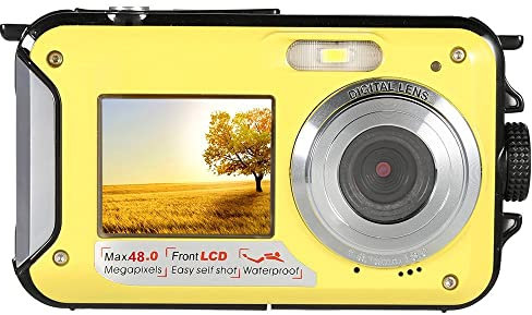 MINENICE Unterwasserkamera, Full HD 2,7K 48MP wasserdichte Digitalkamera, mit LED Anti Shake Digitalkamera zum Schnorcheln(Gelb)