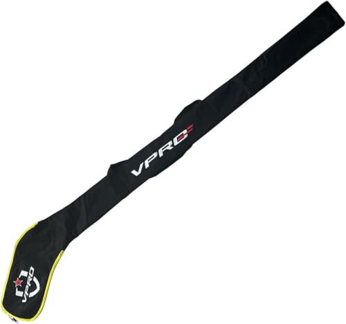 VPRO Hockey-Schlägertasche, Verstellbare Sportausrüstungstasche, Schwarz mit Gelber Kante Eishockeyschlägertasche für drinnen und draußen