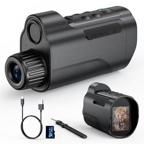 EMEBAY Vision Nocturne Monoculaire 1080P avec Carte 64Go, Appareil de Vision Nocturne avec Lumière Infrarouge à 7 Niveaux, Zoom Numérique 10X, Portée Visuelle 800 M, Lunettes Numériques