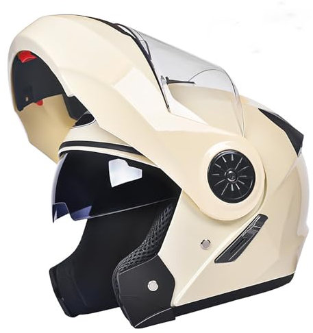 BDBLFLTZ Casco Modular de Motocicleta abatible de Cara Completa con Visera Doble integrada para Adultos, Hombres y Mujeres, ciclomotor, Carreras callejeras, homologado por ECE. A