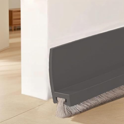 Wendict Brosse Bas de Porte 100cm, Calfeutrer de Porte, Joint Brosse Isolation Phonique Porte, Coupe-Courant D'air, Calfeutrer Bas de Porte D'entree, Gris