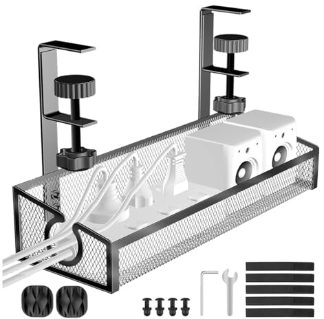 Gacqpli Organizzatore Cavi per Scrivania | Organizzatore per Fili da Scrivania - Griglia Metallo Gestione Cavi, Organizzazione per Casa Ufficio
