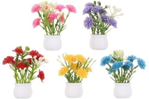POPETPOP 12 avec Fleurs Artificielles en Plastique Colorées Petits Pots pour Maison de Poupée Accessoires Miniatures pour Jardin Féerique et Centre de Table