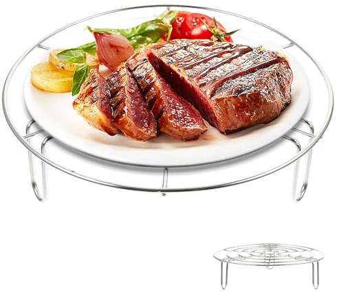 AMONENZ Soporte de Rejilla para Vapor 20 cm, Rejilla de Vapor de Acero Inoxidable 304, Diseño de 3 Patas Rejillas de Enfriamiento, Redondo Cocción Redonda Soporte, para Cocinar, Enfriar, Aislar