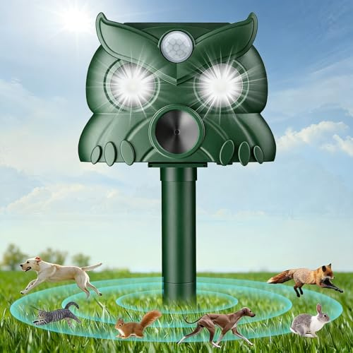 Cat Deterrent, Ultrasonic Repellent, Solar Animal Repellent, IP65 Waterproof Cat Repellent with Motion Sensor and Flashing Light, 3 Modes Marten Deterrent, Dog Scarer, Animal Deterrent for Cats, Dogs