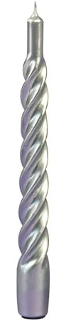 Cereria di Giorgio Risthò Candele Tortiglione Laccate, Cera, Argento, 2.2x2.2x21 cm, 3 unità
