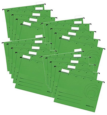 20er Set Herlitz 5874680 Hängemappe A4 UniReg farbig grün zu 5er im Polybeutel Kraftkarton, 230 g/qm (Hängemappe | 20er Set, grün)