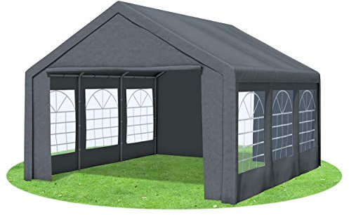 Stabilezelte Partyzelt 4x5 Classic Premium PVC 400 g/m² wasserdicht inkl. Seiten Festzelt Gartenzelt Grau