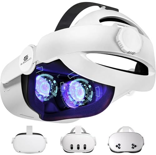 Saqico Head Strap for Oculus Quest 2, 3-in-1 Adjustable Halo Headband, Replacement for Elite Strap, Enhanced Comfort and Gaming Immersion VR Accessories Compatible with Oculus/Meta Quest 2