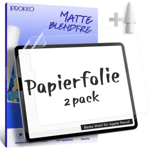 [2 Stück] Like Paper Folie kompatibel mit iPad Pro 12,9 Zoll (2022/2021/2020/2018), Matte Schutzfolie Papierfolie Displayschutz Papier Film Blendfreiem Screen Protector for Zeichnen, Schreibe, Notizen