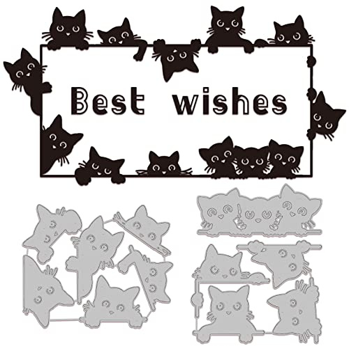 GLOBLELAND Matrices de Découpe Chats Tête de Chats en Métal Découpe Gaufrage Pochoirs Gabarit pour Papier Carte Fabrication Décoration DIY Scrapbooking Album Artisanat Décor