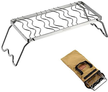 Campingmoon Faltbarer Lagerfeuer-Grill 304 Edelstahl BBQ Grillroste Tragbarer Camping Grill BBQ Ständer mit Beinen Tragetasche