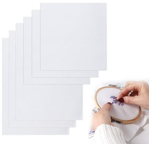 6 Stück Aida Stoff Zum Sticken - Kreuzstich Tuch Weiß 11 CT - DIY Stickerei Zählstoff in 2 Größen - Zum Nähen und Basteln