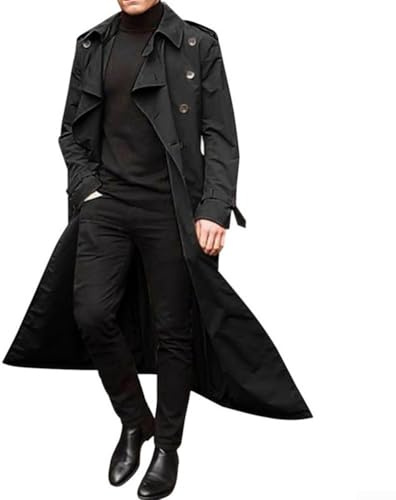 Trench-coat long d'hiver tendance pour homme - Veste parka ample pour les fêtes et les affaires (M Noir)