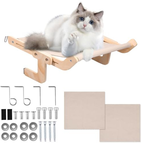 Amaca per gatti per finestre, 44,5 x 36 x 16 cm fino a 10 kg, ultra stabile, durevole, per davanzale, amaca per gatti, riscaldamento per letti delle finestre (grigio, 1)