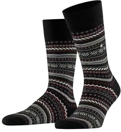 Burlington Fair Isle M So laine fantaisie 1 paire, Chaussettes Homme, Noir Black 3000, 40-46
