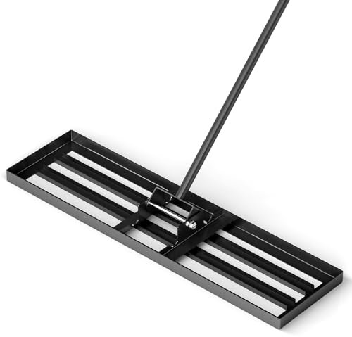 RELAX4LIFE Rastrello da Giardino 75/91/106cm, Rastrello Livellatore per Prato, Attrezzo da Giardino in Metallo per Livellare il Terreno e la Sabbia del Prato (91 x 25 cm, Nero)