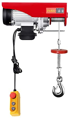 Elektrische Seilwinde, 400kg bis 800kg Hubhöhe 10m Seilzug Motorwinde mit kabelgebundener Fernbedienung,Flaschenzug 10m/min,Not-Aus, Hebezeug für Garage, Lager, Fabrik