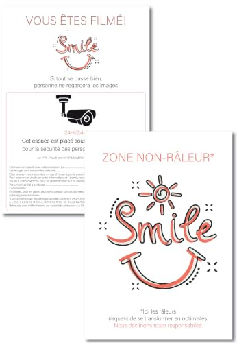 Lot de 2 Affiches A4 Humoristique & Information Vidéosurveillance – Zone Non Râleurs + Vous Êtes Filmés – Conforme RGPD et CNIL
