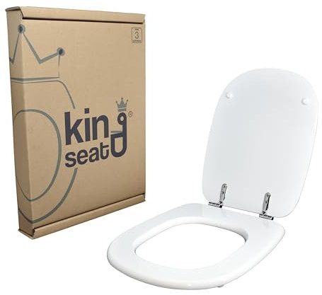 Copriwater in MDF, serie Tesi della Ideal Standard, Bianco con cerniere in ottone cromato.